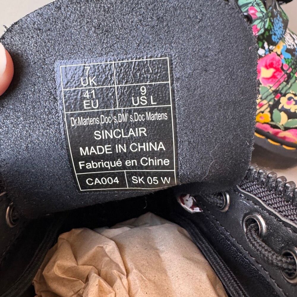 Dr. Martens Sinclair Floral Mashup Boots Womens 9US/41EU Black Leather Platform - Picture 10 of 15